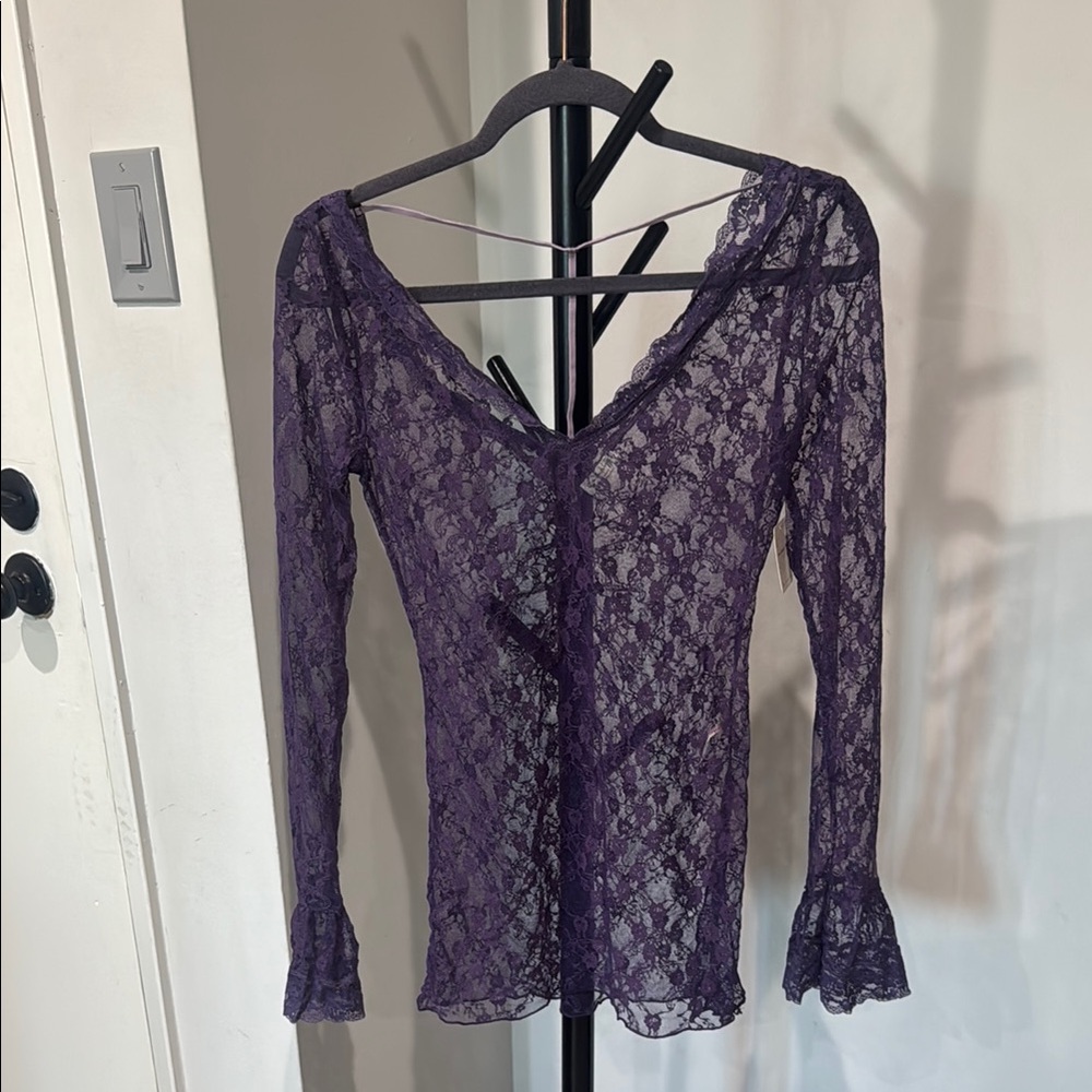 Free People Violet Lace Top